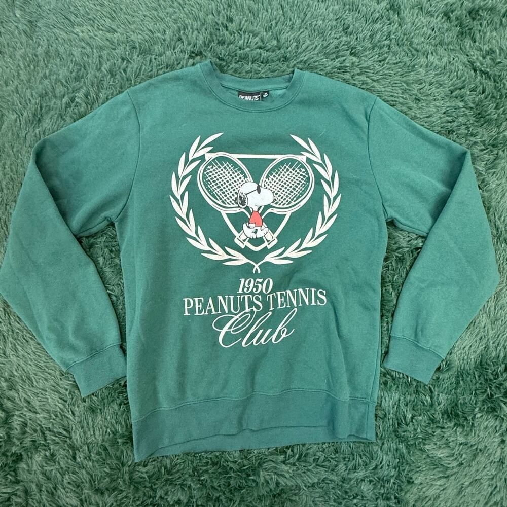 Peanuts Snoopy | Charlie Brown Green Tennis Themed Green Medium Sweatshirt